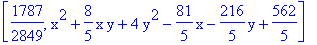 [1787/2849, x^2+8/5*x*y+4*y^2-81/5*x-216/5*y+562/5]